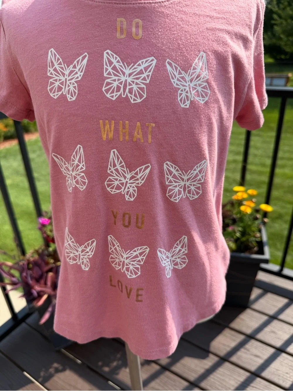 Old Navy Girls Pink Butterfly “Do What You Love” T-Shirt Size S 6/7
